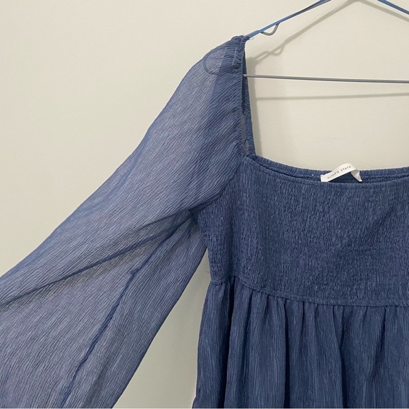 Altar'd State NWT Dark Blue Flowy Smocked Long Sleeve Mini Dress Size Large - Picture 4 of 10